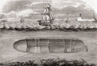 Dr. Antoine Prosper Payernes U-Boot Belledone aus dem 19. Jahrhundert, gebaut 1846, aus Les Merveilles de la Science, veröffentlicht um 1870 von French School